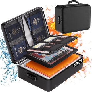DocSafe 5200°F Document Organizer with Lock,Upgraded Heat Insulated Fireproof＆Waterproof Box 8 Layers File Organizer,Portable Home Travel Safe Storage for Important Documents, Files and More